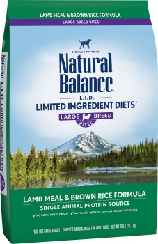 Natural Balance Lid Lamb Brown Rice Large Breed Bites 28 Lb