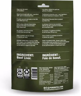 PureBites Raw Freeze Dried Beef Food-Topper-Treats for Dogs – 4.2 oz.