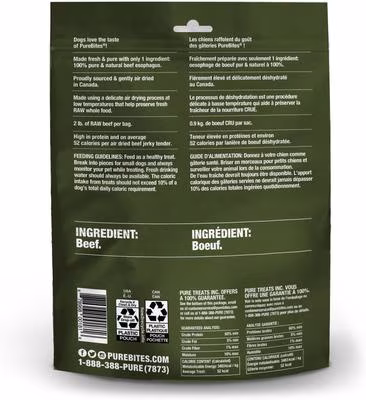 PureBites Beef Jerky Dog Treats Air Dried – 7.5 oz.