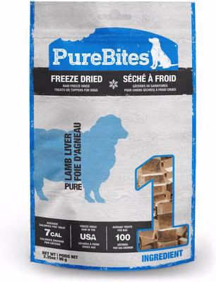 PureBites Freeze Dried Lamb Liver Dog Treats or Topper – 3.35 oz.