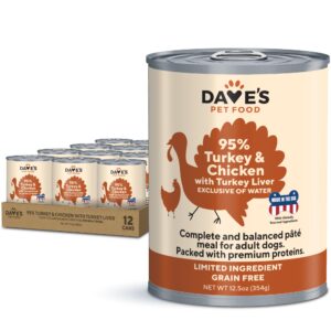 Dave's 95% Premium Turkey & Chicken Grain-Free L.I.D. Pate - 13 oz.