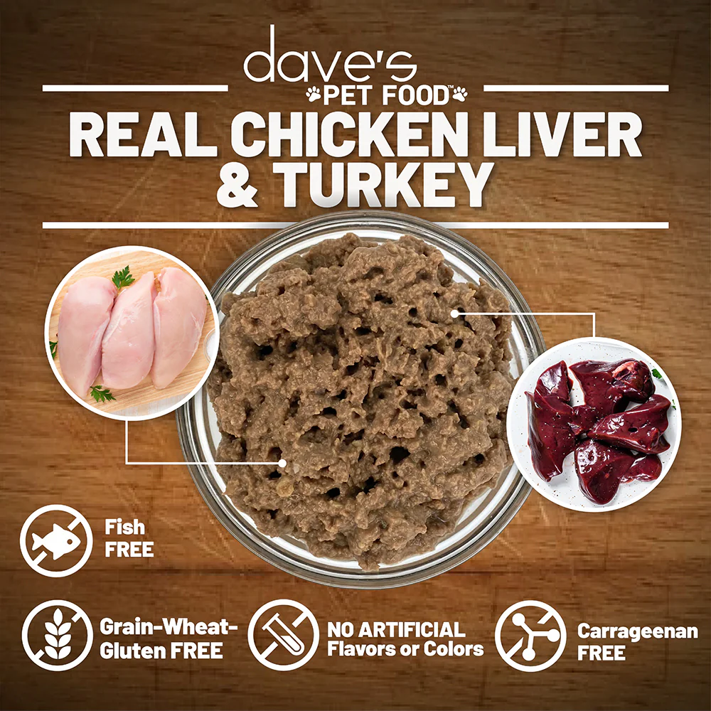 Dave’s 95% Premium Turkey & Chicken Grain-Free L.I.D. Pate – 13 oz.
