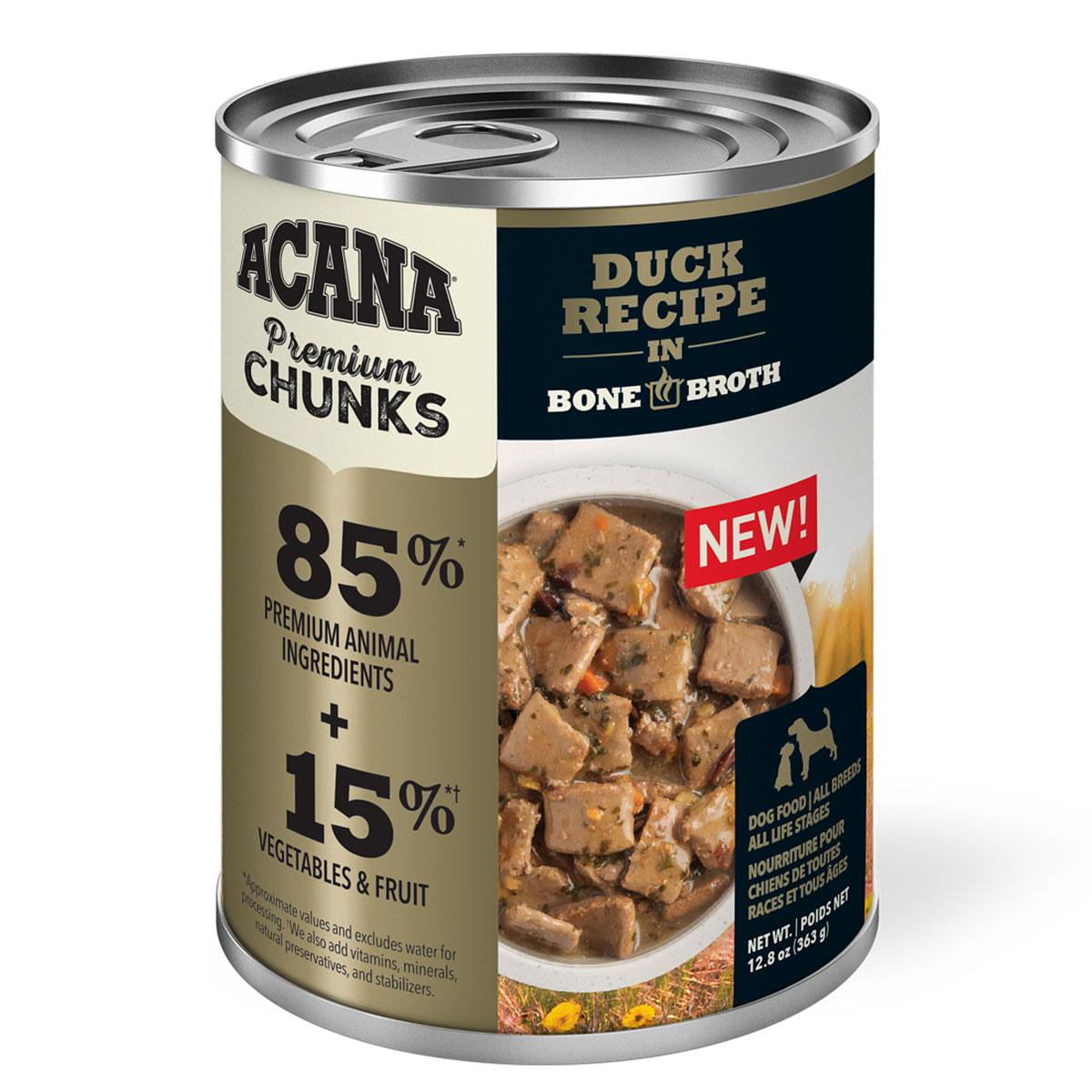 ACANA Premium Chunks Duck in Bone Broth Grain-Free Wet Dog Food – 12.8 oz. can