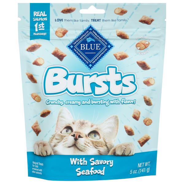 Blue Bursts Crunchy & Creamy Cat Treats – Savory Seafood or Paw Lickin’ Chicken