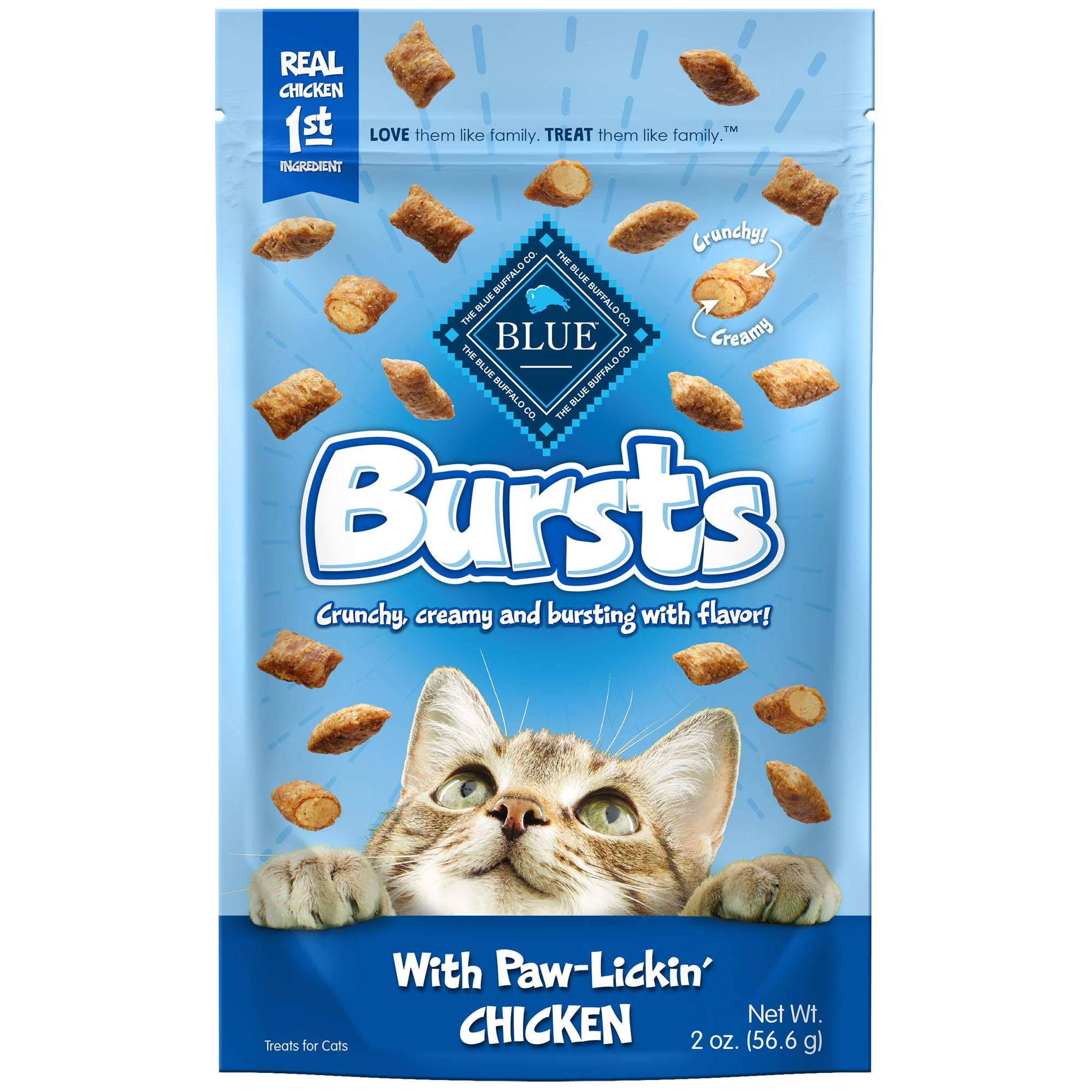 Blue Bursts Crunchy & Creamy Cat Treats – Savory Seafood or Paw Lickin’ Chicken