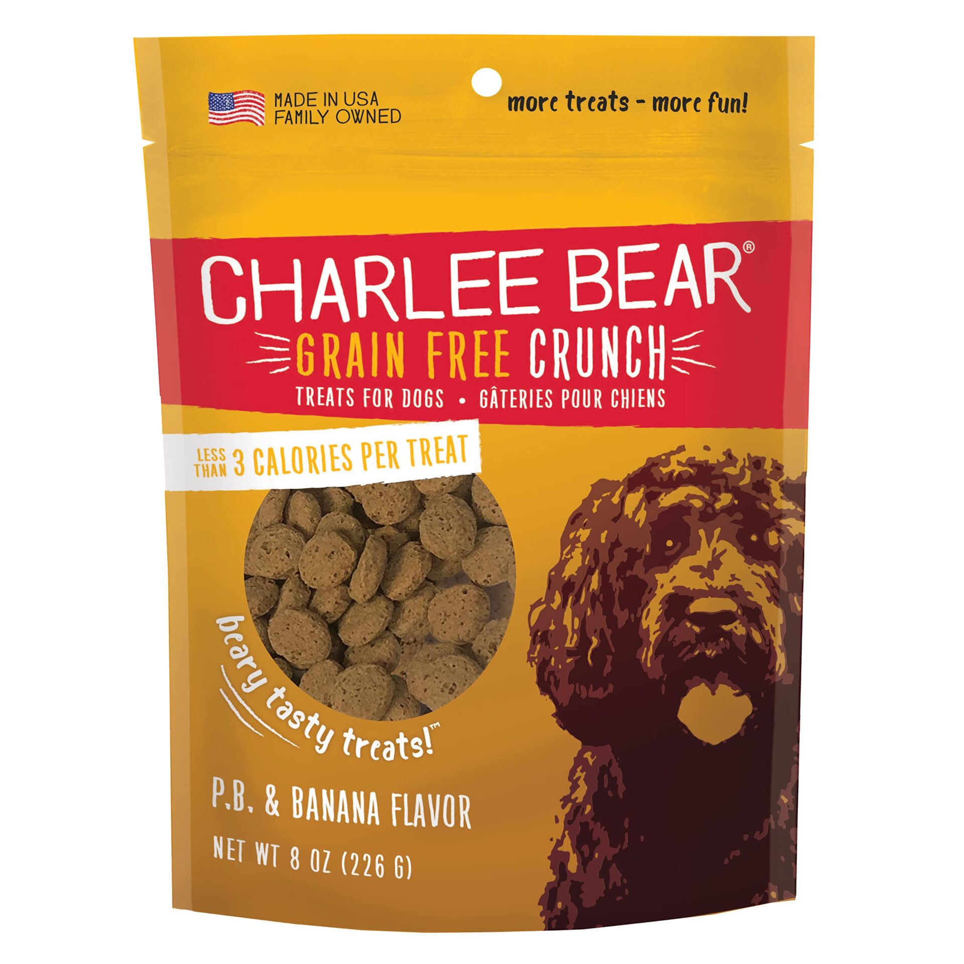 Charlee Bear Crunch P.B. & Banana Grain Free Dog Treat – 8 oz.