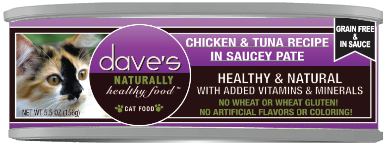 Dave’s Grain Free Chicken & Tuna Saucey Pate Dinner – 5.5 oz.
