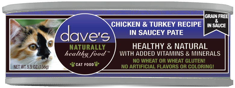 Dave’s Grain Free Chicken & Turkey Saucey Pate Dinner – 5.5 oz.
