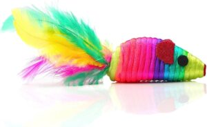 Chiwava 4 in. Rattle Cat Toy Mouse w/ Feather