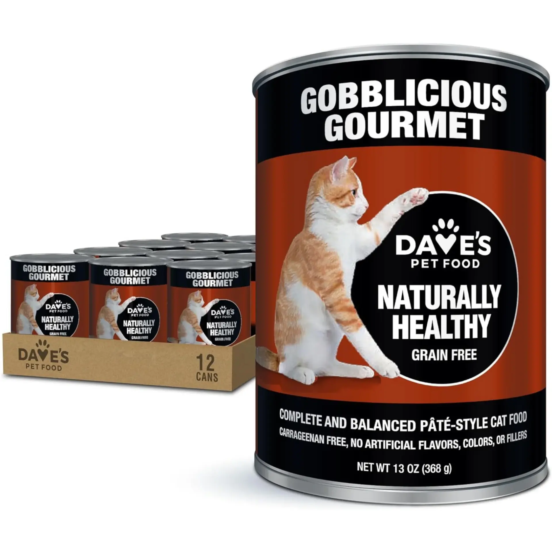 Dave’s Pet Food Naturally Healthy Gobblicious Gourmet Grain-Free Pate Canned Cat Food – 13 oz.