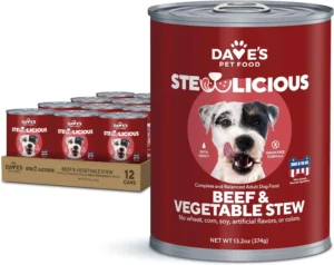 Dave's STEWlicious Beef & Vegetable Stew Grain-Free Canned Wet Dog Food, 13.2-oz