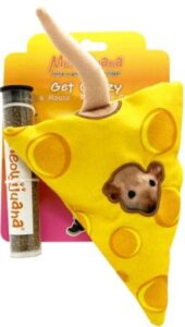 Meowijuana Get Cheesy Mouse & Cheese Refillable Plush Cat Toy with Catnip