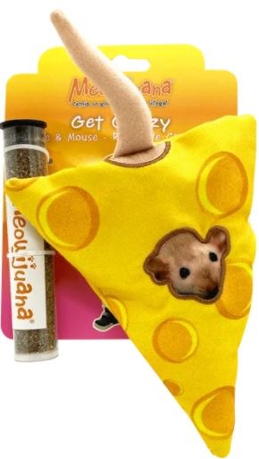 Meowijuana Get Cheesy Mouse & Cheese Refillable Plush Cat Toy with Catnip