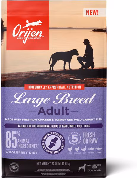 ORIJEN Large Breed Adult High-Protein & Grain-Free Poultry Dry Dog Food – 23.5 lb bag
