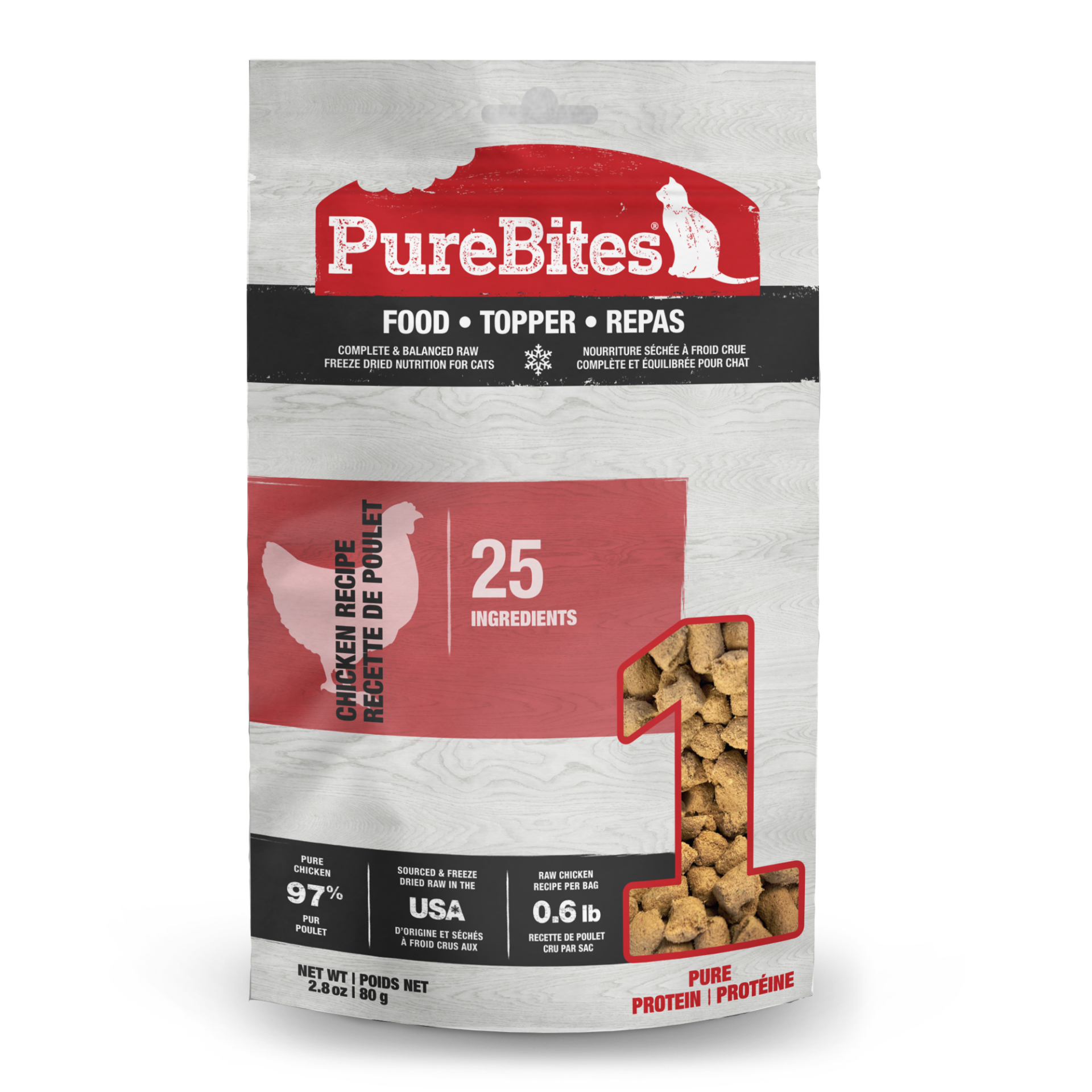 PureBites Chicken Freeze Dried Cat Food/Topper – 2.8 oz.