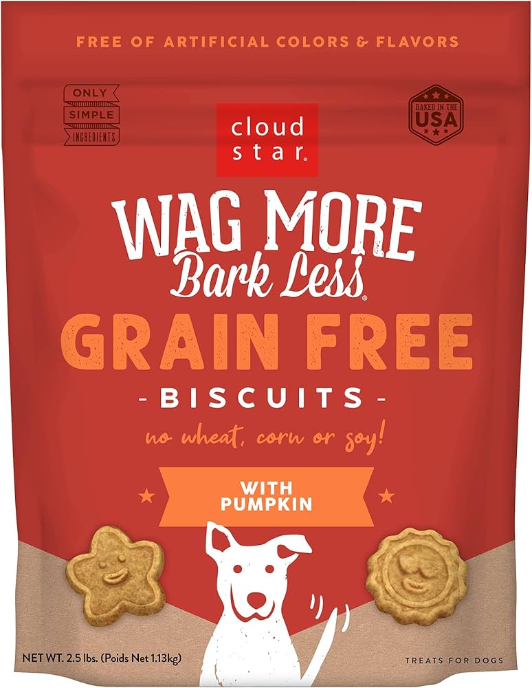 Wag More Bark Less Grain-Free Crunchy Dog Treats w/ Pumpkin – 2.5 lbs.