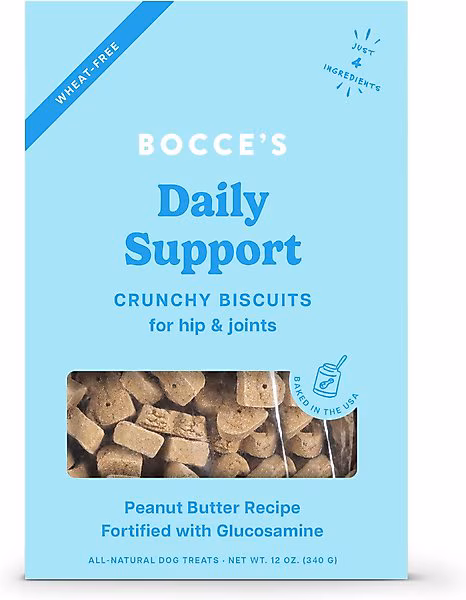 Bocce’s Bakery Daily Support Hip and Peanut Butter Dog Treat – 12 oz.