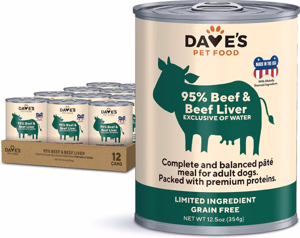 Dave’s 95% Premium Beef & Beef Liver L.I.D. Dog Food – 13 oz. can