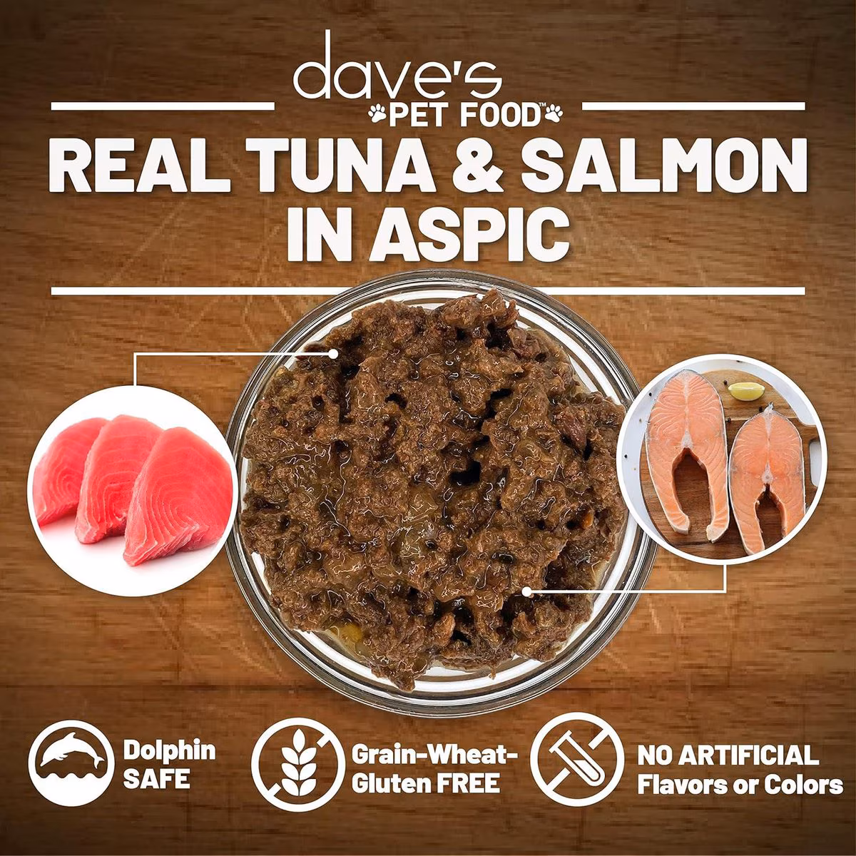 Dave’s Naturally Healthy Tuna & Salmon in Aspic Food – 3 oz.