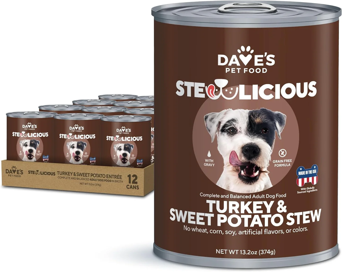 Dave’s STEWlicious Grain-Free Turkey & Sweet Potato Stew canned Dog Food – 13.2 oz.
