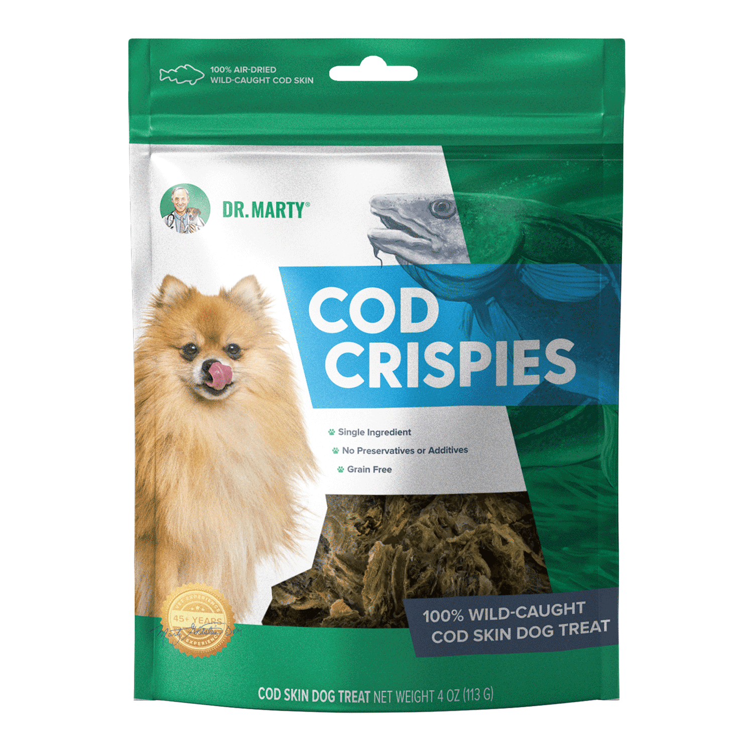Dr. Marty Cod Skin Crispies Dog Treat – 4 oz.