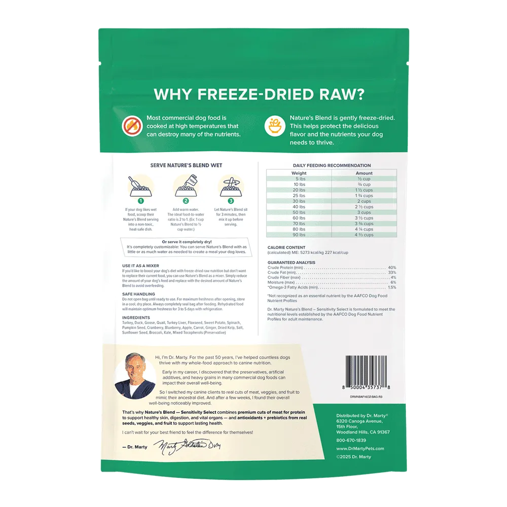 Dr. Marty Nature’s Blend Sensitivity Select Freeze-Dried Dog Food