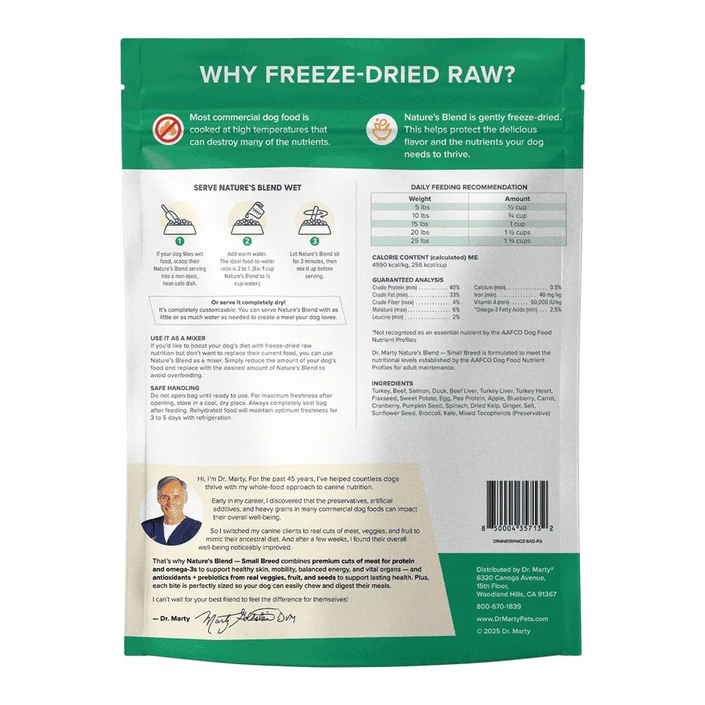 Dr. Marty Nature’s Blend Small Breed Freeze-Dried Dog Food – 80 oz.