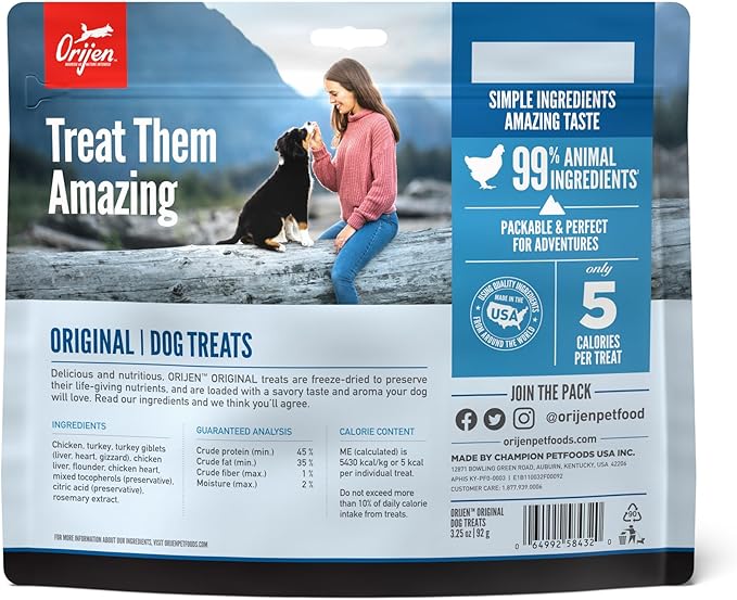 Orijen Original Freeze-Dried Dog Treats – 3.25 oz.