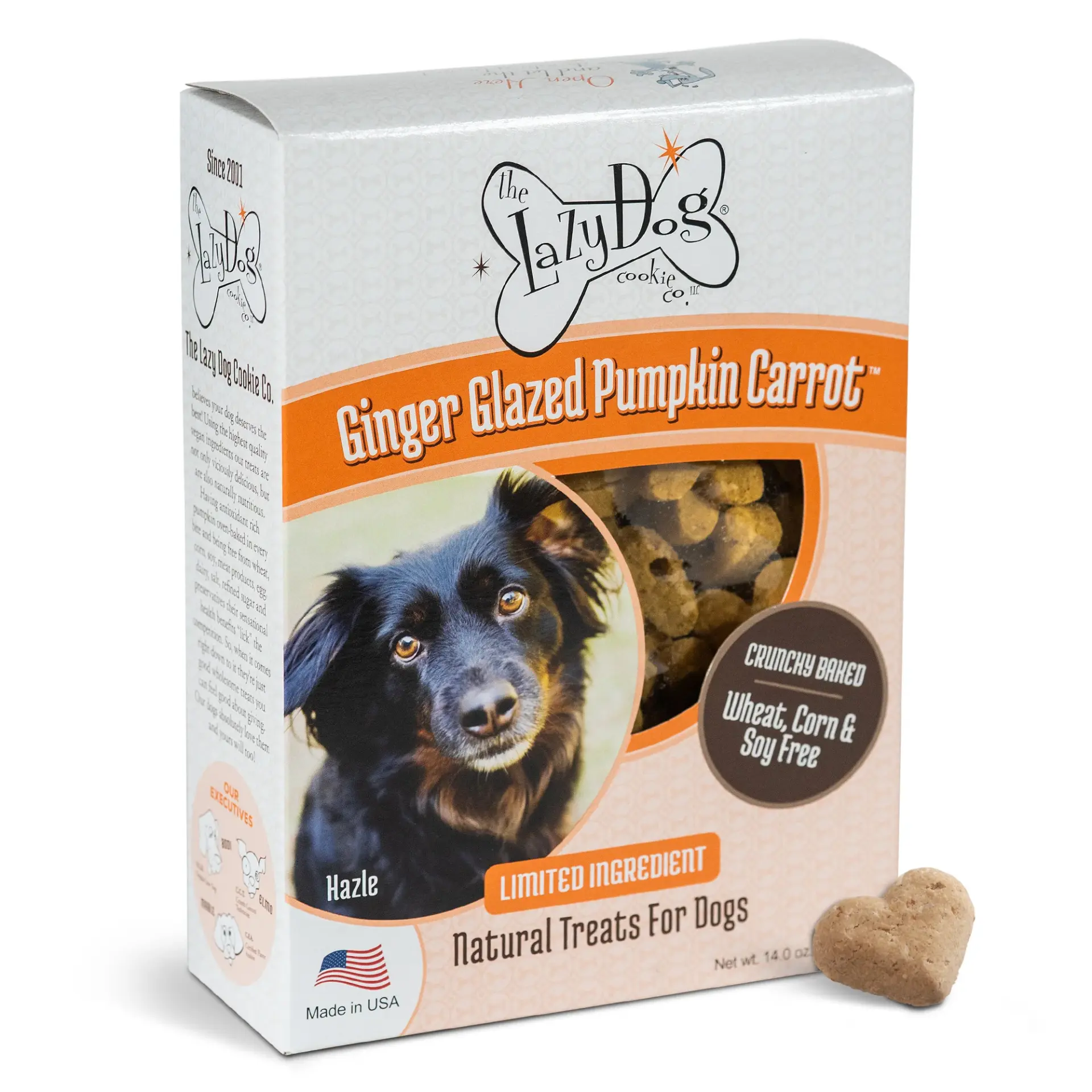Lazy Dog Co. Limited Ingredient Ginger Glazed Pumpkin Carrot Crunchy Baked Dog Treats – 14 oz.
