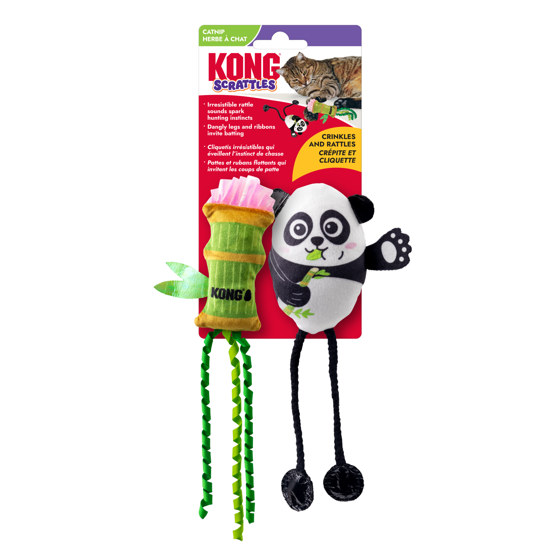 KONG Scrattles Panda Cat Toy w/ Catnip – 2 pk.