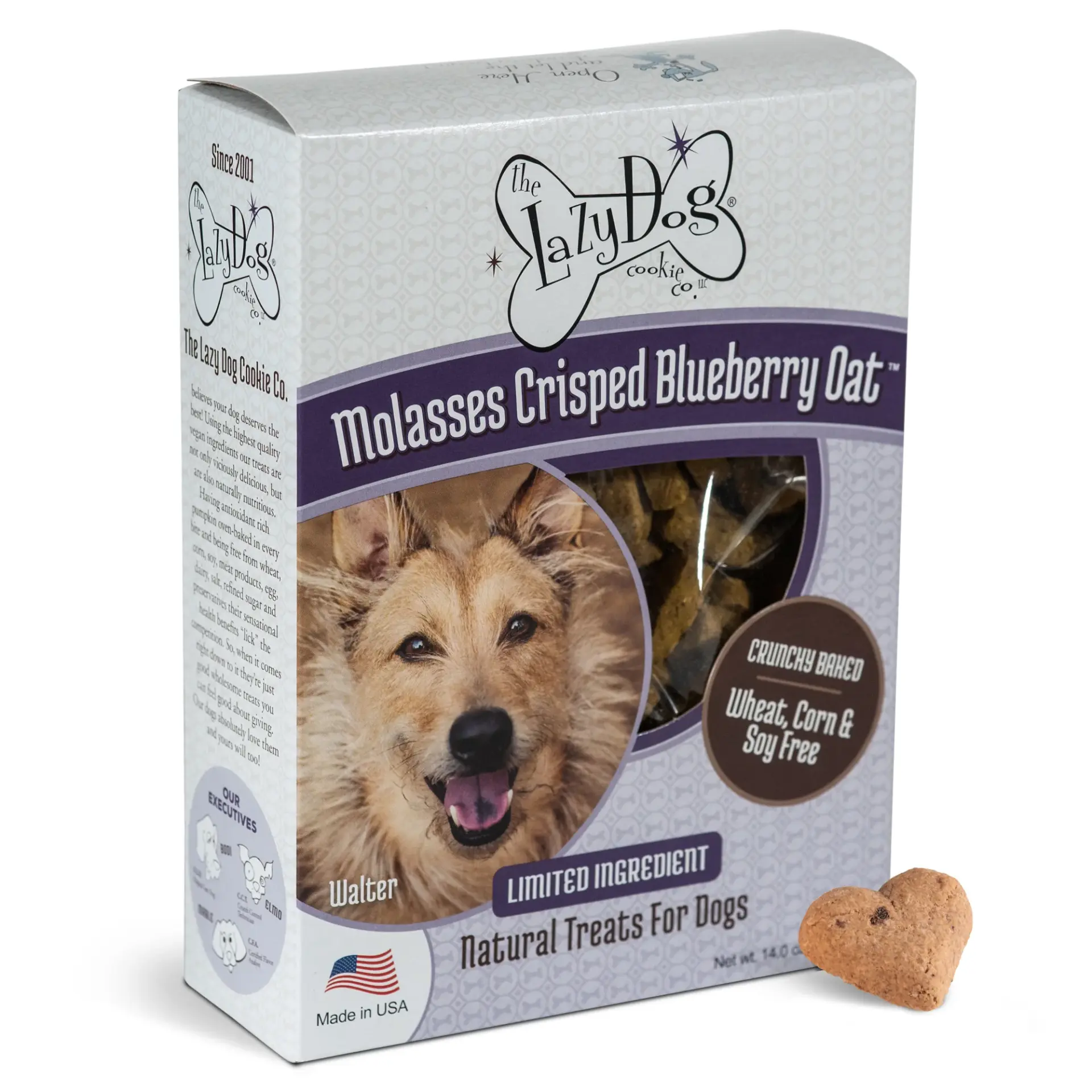 Lazy Dog Co.Limited Ingredient Molasses Crisped Blueberry Oat Crunchy Baked Dog Treats – 14 oz.