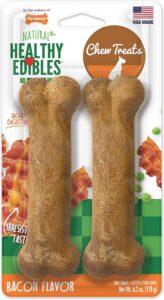 Nylabone Healthy Edibles All-Natural Long Lasting Bacon Chew Treat - Wolf Size 2 Pack
