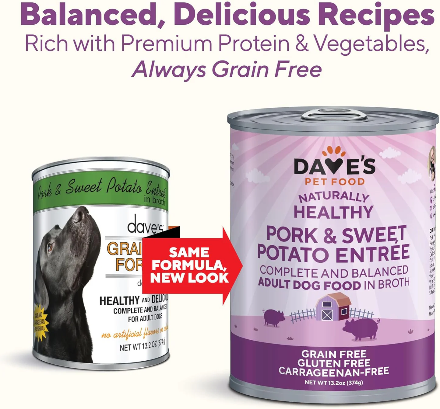 Dave’s Naturally Healthy Pork & Sweet Potato Entree Dog Food – 13 oz. can