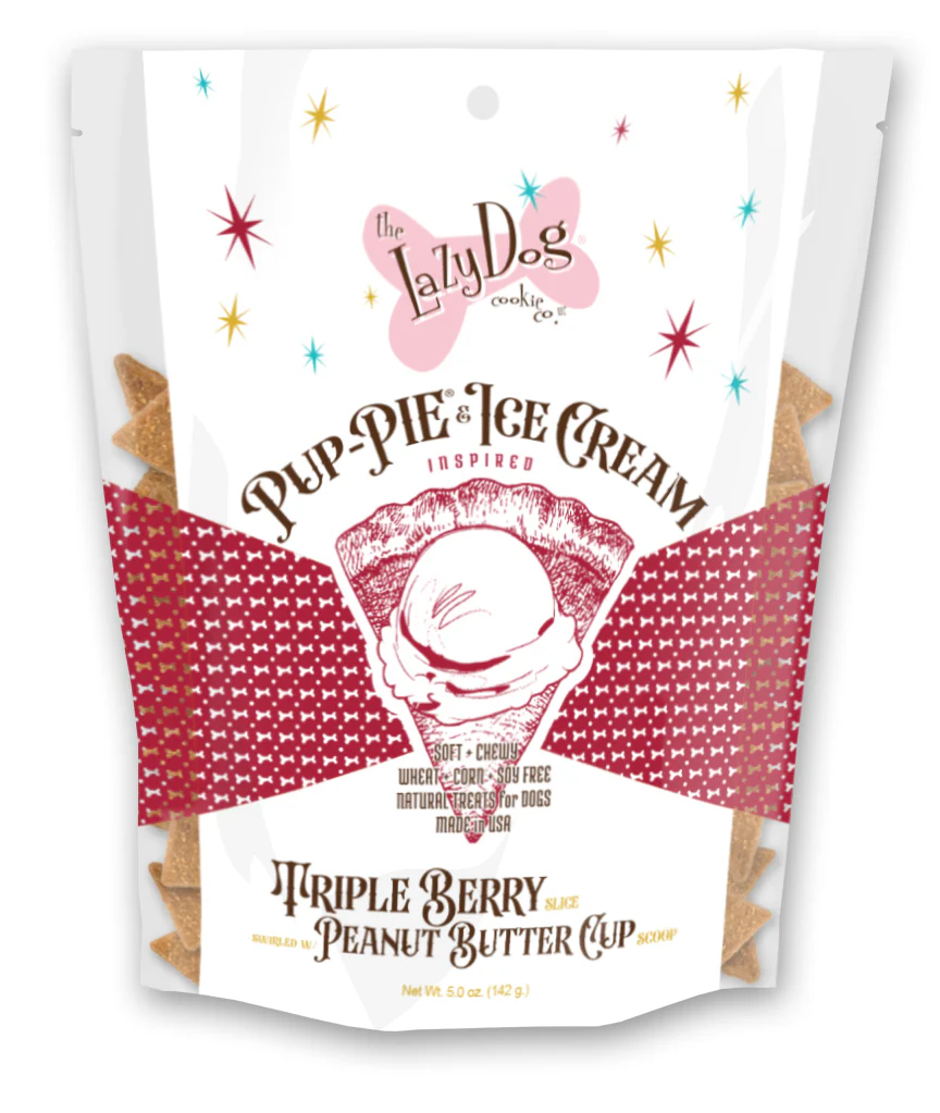 Lazy Dog Cookie Co. Pup-Pie & Ice Cream Slices Triple Berry w/ Peanut Butter Dog Treats – 5 oz.