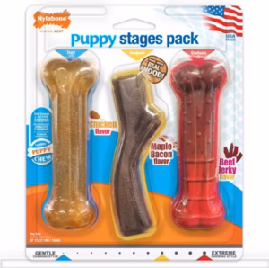 Nylabone Puppy Chew Stages Triple Chew Toy Medium/Wolf - 3 Pack