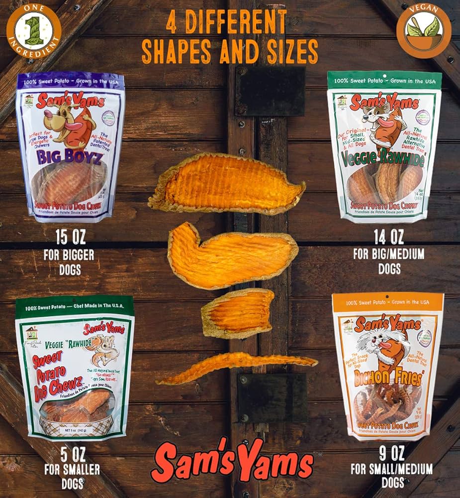 Sam’s Yams Veggie Rawhide Sweet Potato Dog Chewz – 5 oz.
