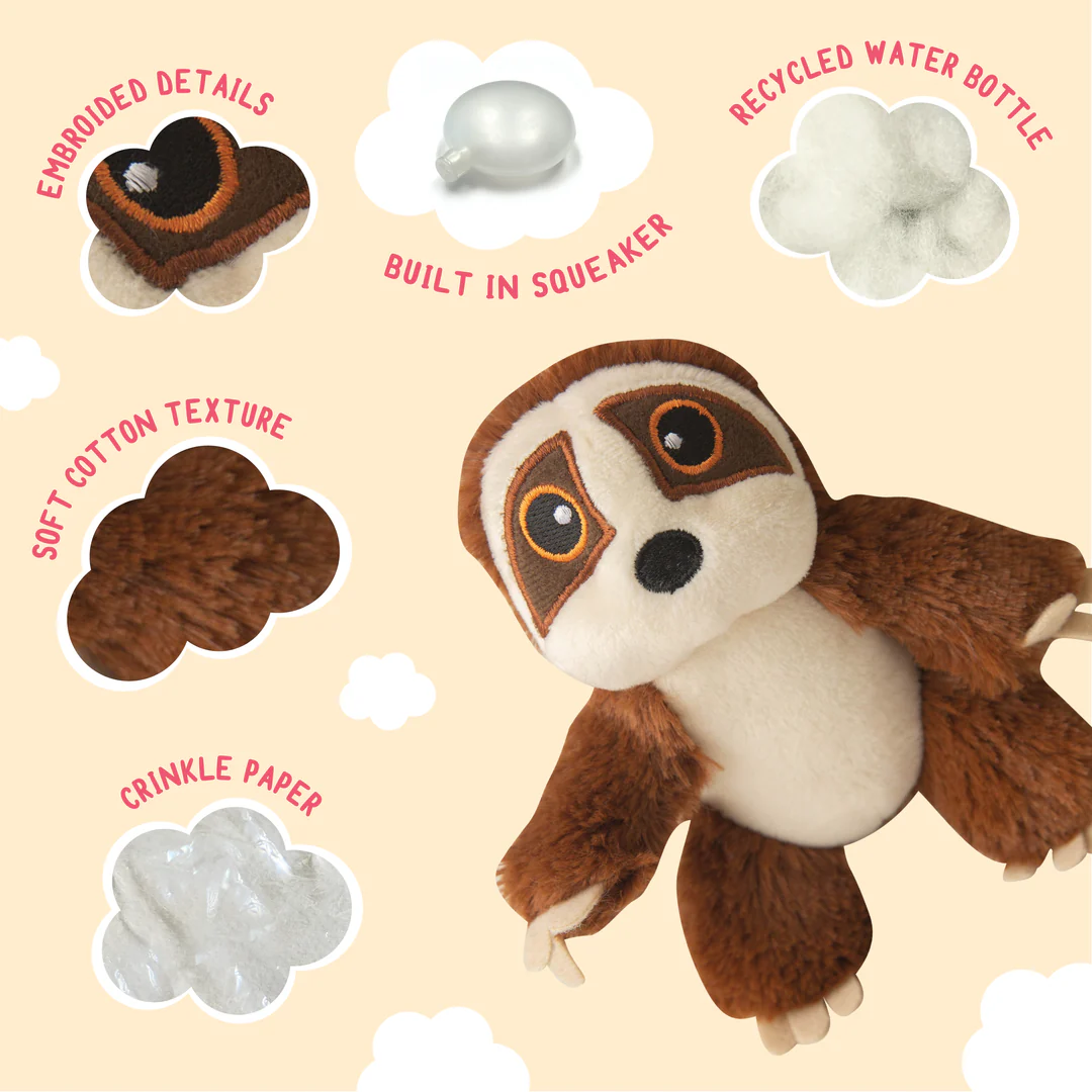 SnugArooz Baby Sasha the Sloth Dog Toy – 5 in.