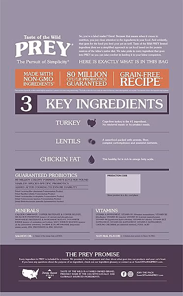 Taste of the Wild Prey Limited Ingredient Diet Dry Cat Food – Turkey
