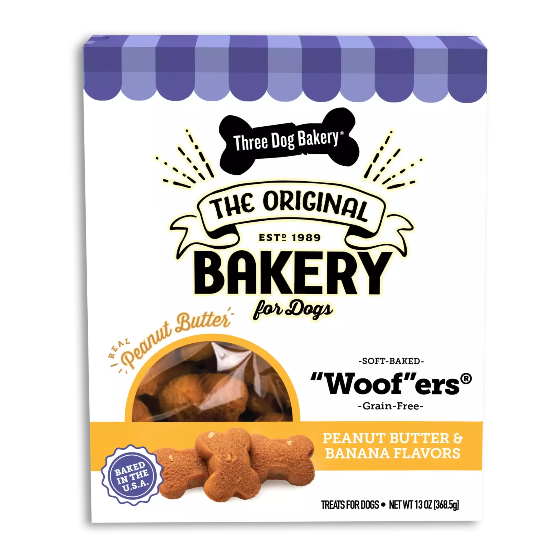 Three Dog Bakery Soft Baked Woofers Grain Free Dog Treat – 13 oz.