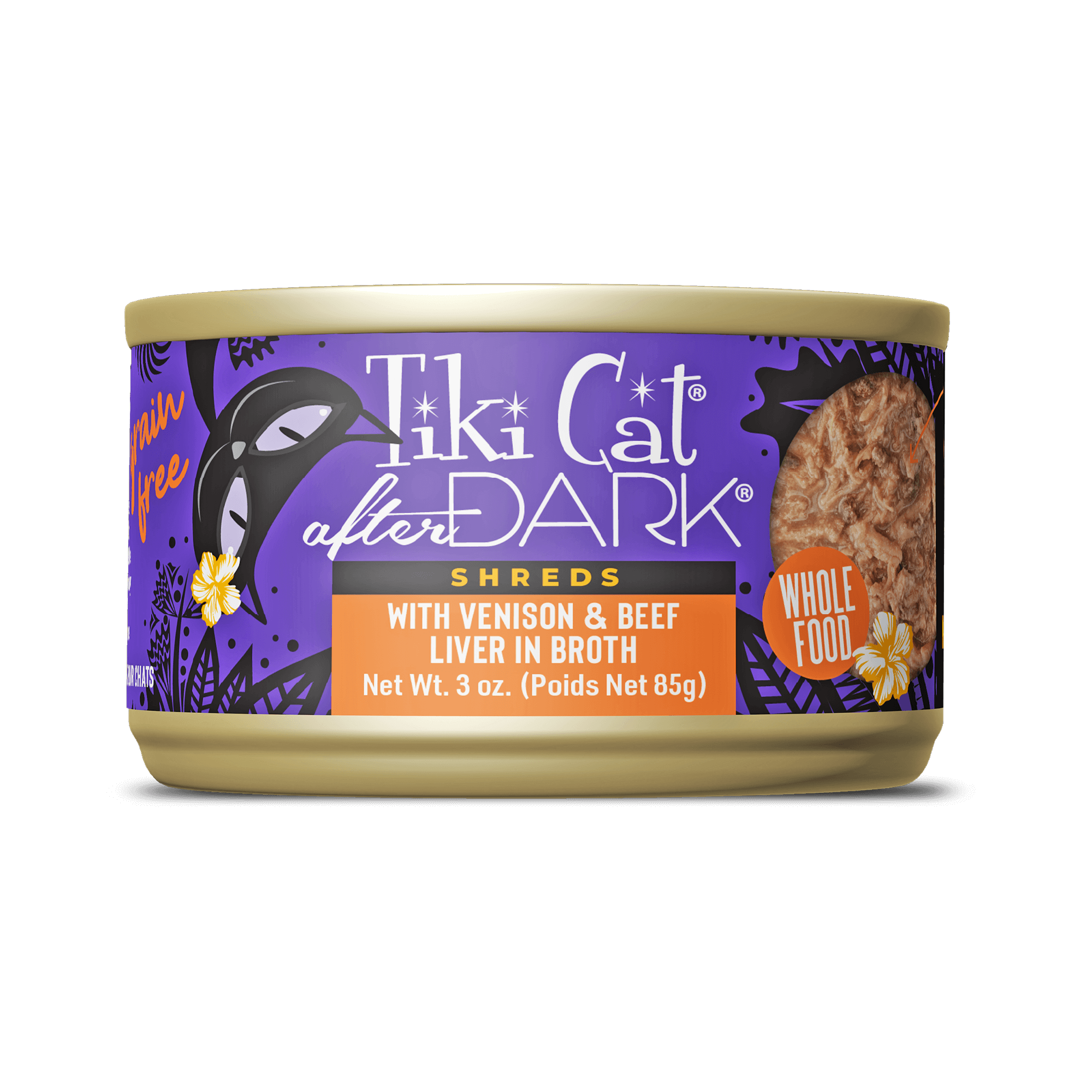 Tiki Cat After Dark Shreds Venison & Beef Liver – 3 oz. can
