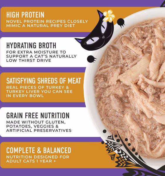 Tiki Cat After Dark Shreds Turkey & Turkey Liver – 3 oz. can