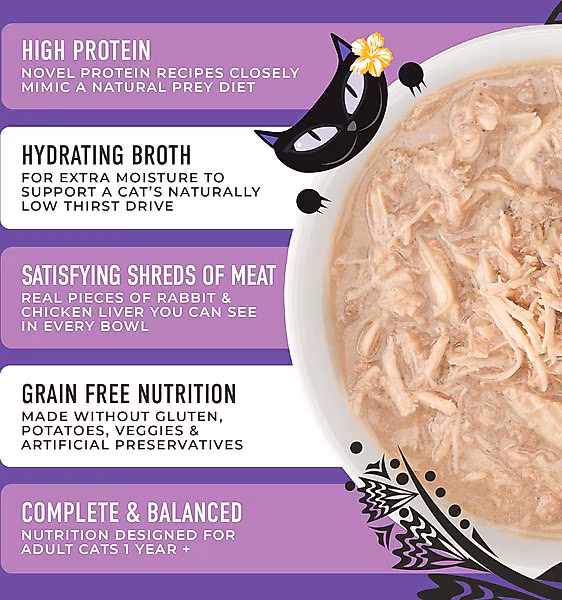 Tiki Cat After Dark Shreds Rabbit & Chicken Liver – 3 oz. can