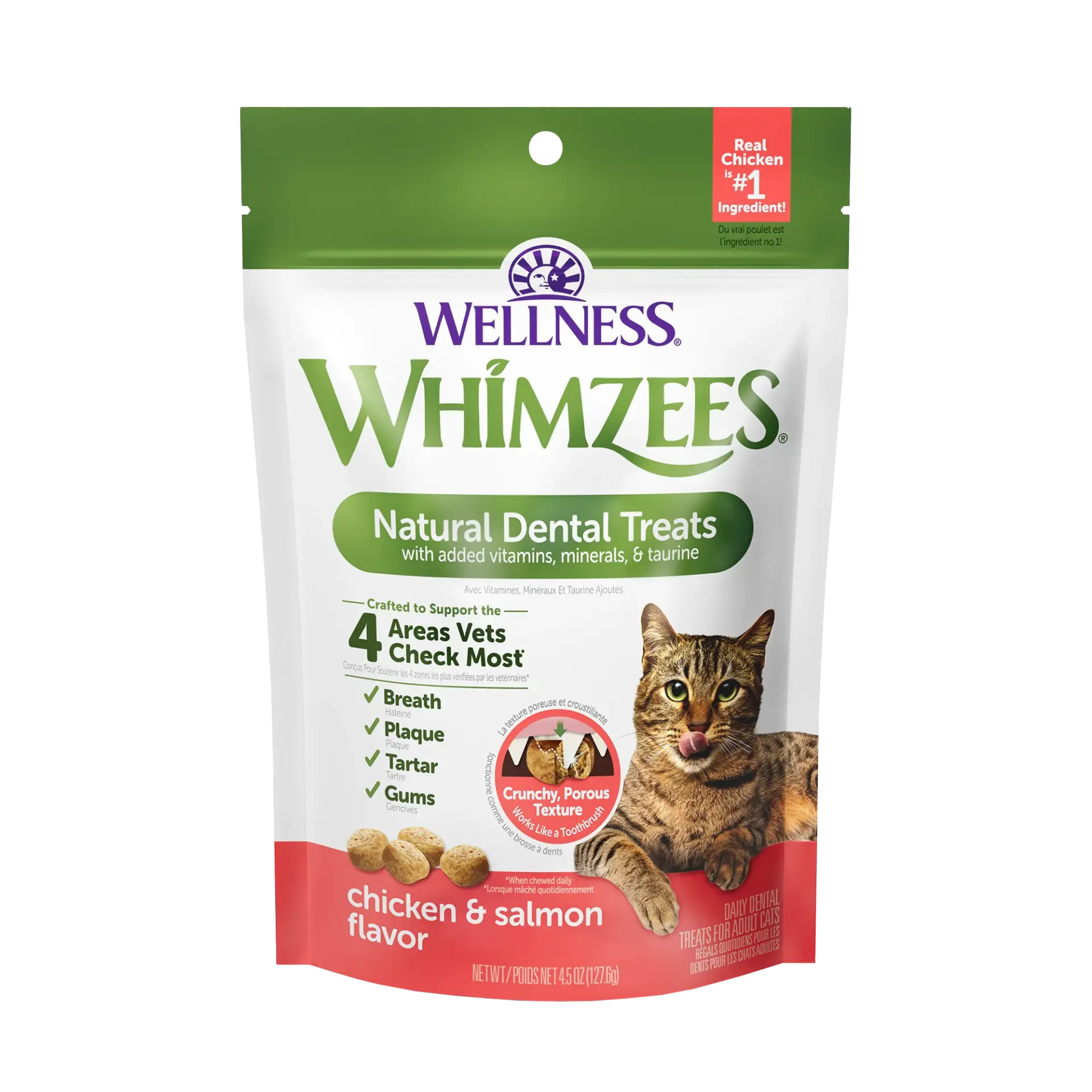 Whimzees Dent Treats for Cats – Chicken & Salmon – 2 oz.