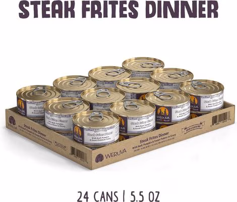 Weruva Steak Frites Dinner with Beef, Pumpkin & Sweet Potatoes in Gravy Grain-Free Canned Dog Food – 5.5 oz.