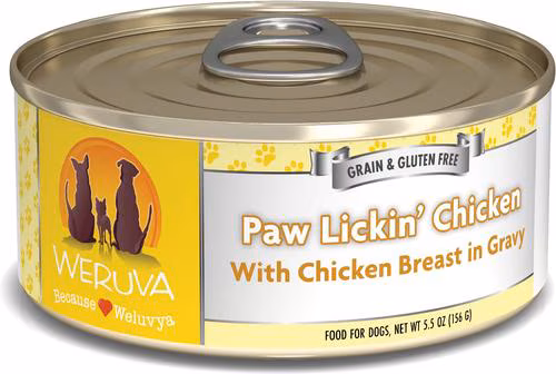 Weruva Classic Dog Paw Lickin’ Chicken Breast in Gravy – 5.5 oz. can