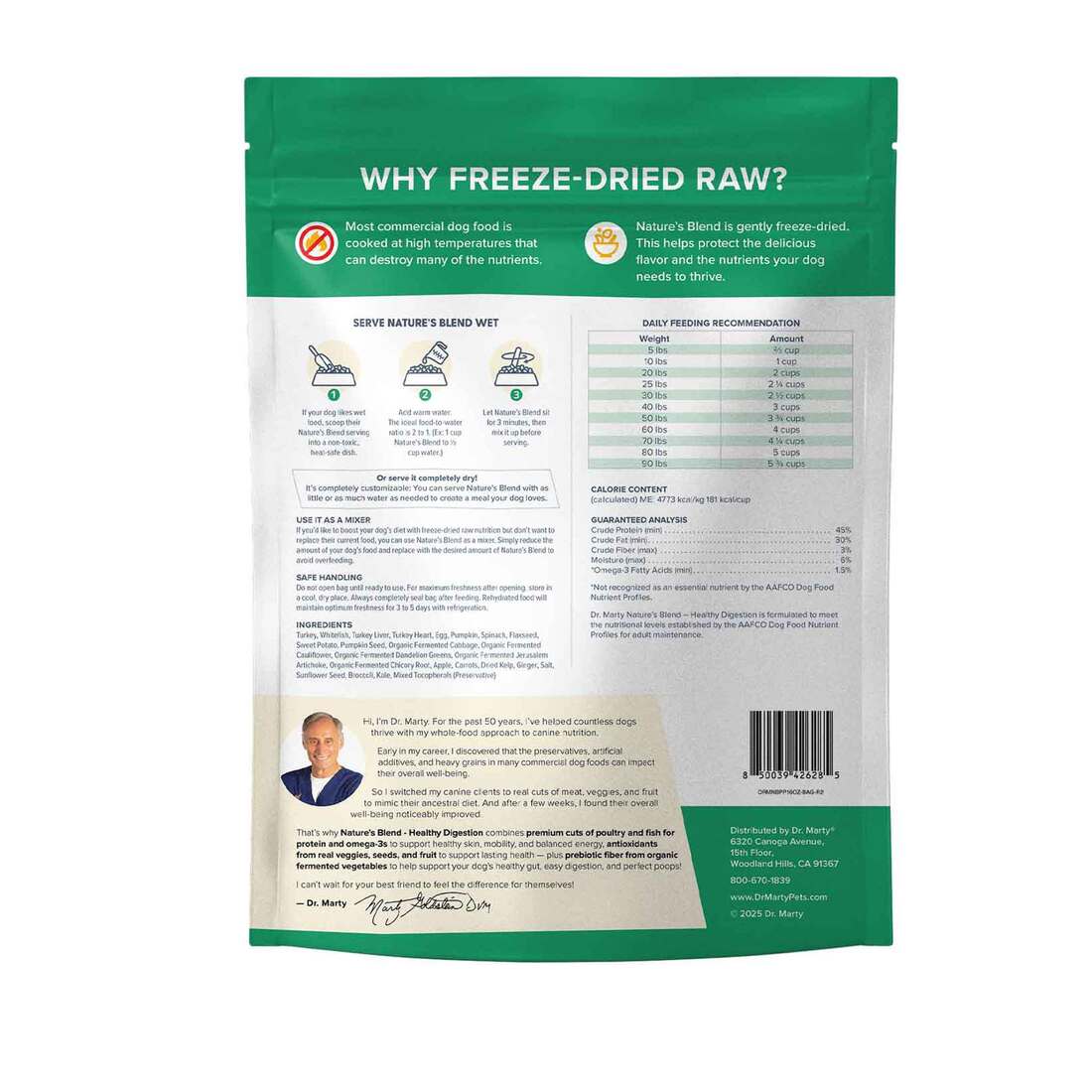 Dr. Marty Nature’s Blend Healthy Digestion Freeze Dried Dog Food – 80 oz.