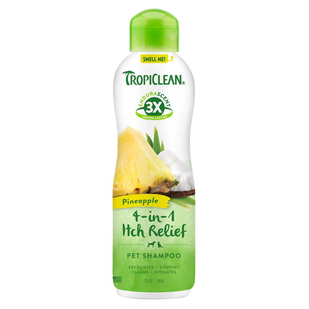 TropiClean EnduraScent Pineapple Scented Itch Relief Dog & Cat Shampoo –  20 fl.