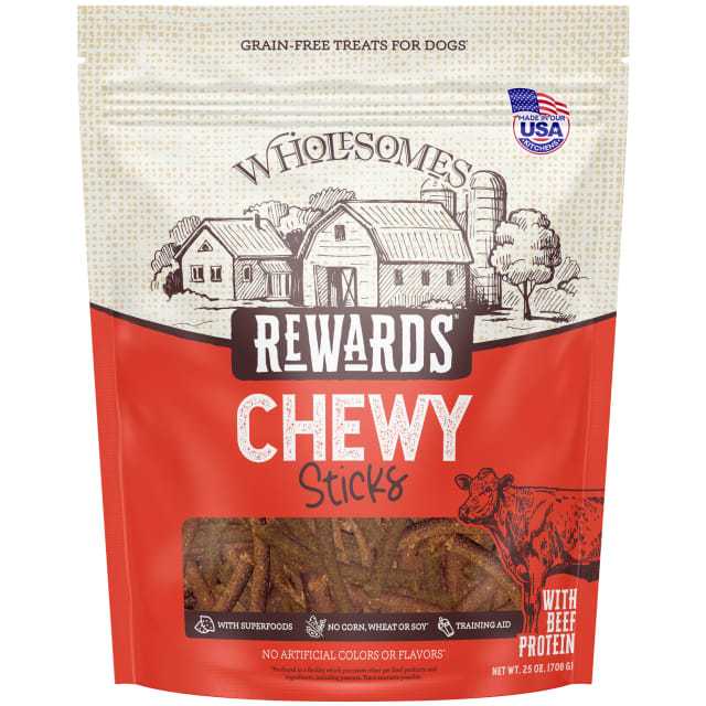 Wholesomes Rewards Grain-Free Jerky Sticks Beef – 25 oz.