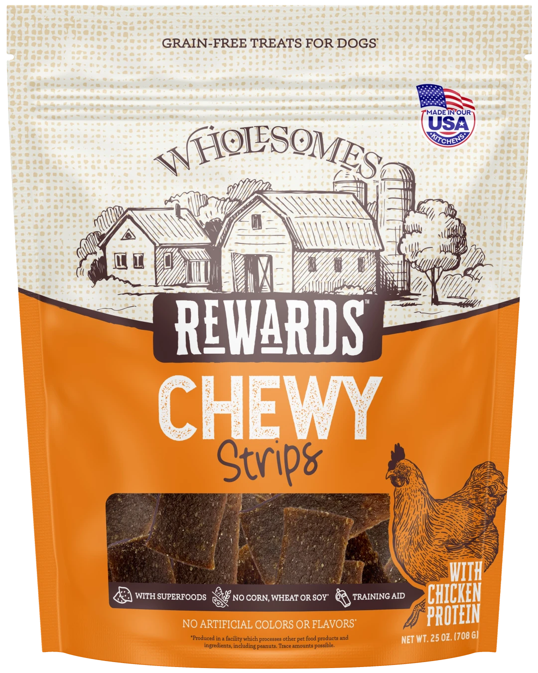 Wholesomes Rewards Grain-Free Chewy Strips Chicken – 25 oz.