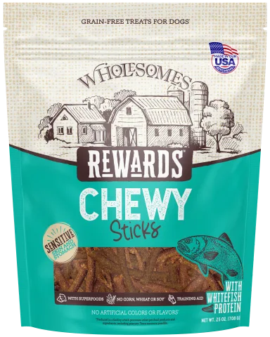 Wholesomes Rewards Grain-Free Jerky Sticks Whitefish – 25 oz.